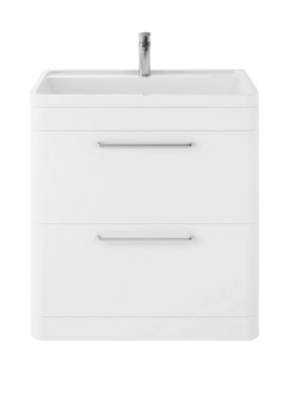 Image of Hudson Reed Solar Floor Standing 2 Door Vanity Unit With Polymarble Basin, Durable Modern Vanity Unit In Pure White, 800mm
