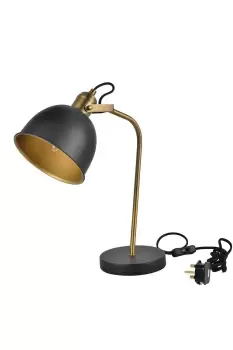 Image of Langley Table lamp Matt Black and Antique Brass Finish 45 cm