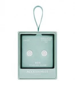 Image of Accessorize St Cz 0.4 Round Halo Studs - Silver