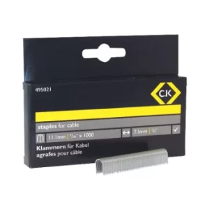 Image of CK Tools 495021 Cable Staples 7.5mm wide x 11.1mm deep Box Of 1000