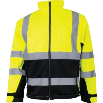 Image of Hi-vis Yellow/Black Soft Shell Jackets (EN20471) - L
