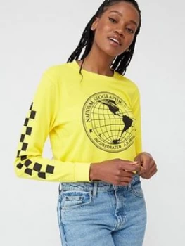 Image of Vans National Geographic Long Sleeve Crop Top - Yellow