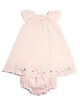 Image of Mamas & Papas Embroidered Dress & Knickers Baby Girls