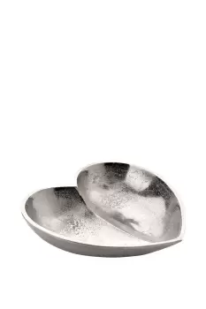 Image of Silver Metal Heart Shaped Display Bowl 20x20x4cm