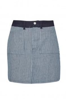 Image of French Connection Stripe Mash Up Mini Skirt Blue
