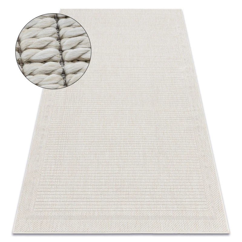 Image of RugsX Carpet Origi 3727 Cream - Frame Flat-Woven Sisal String 136X190 Cm
