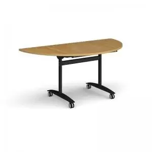 Image of Semi circular deluxe fliptop meeting table with Black frame 1600mm x