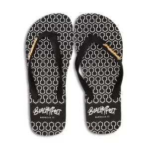 Image of BeachyFeet Mens Eclipse Flip Flops (9 UK-10 UK) (Black/White)