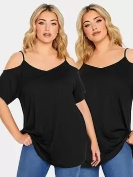 Image of Yours Strappy Cold Shoulder 2 Pack Black, Size 38-40, Women