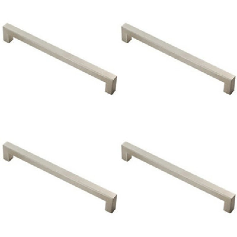 Image of Loops 4x Square Linear Block Pull Handle 206 x 14mm 192mm Fixing Centres Satin Steel Metallics unisex
