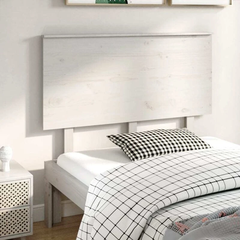 Image of Vidaxl Bed Headboard White 124X6X82.5cm Solid Wood Pine, White 819161