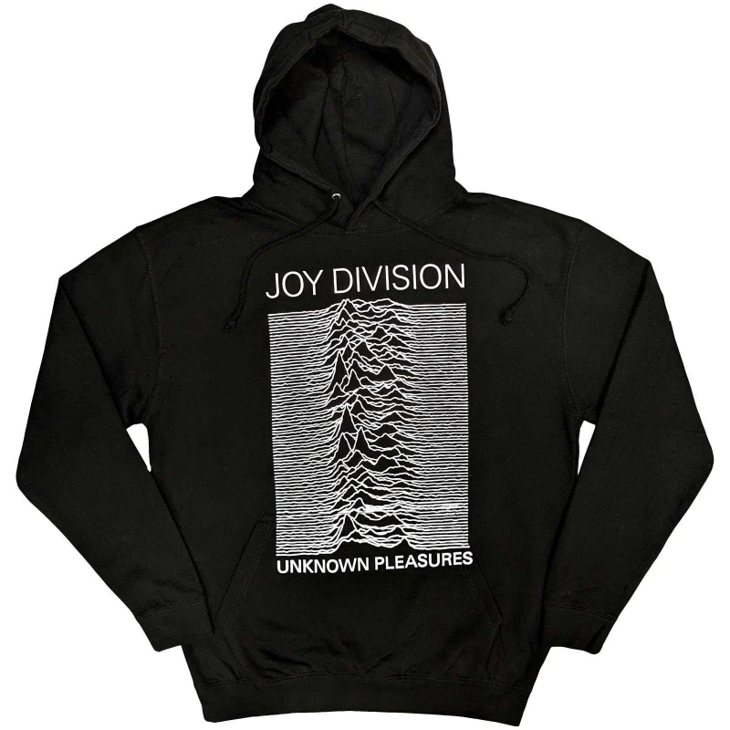 Image of Joy Division Mens Unknown Pleasures Hoodie in Black Size: Medium Black Male M
