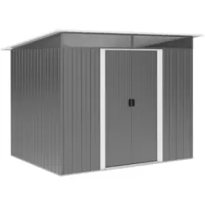 Image of Outsunny Garden Shed Outdoor Storage Tool Organizer w/ Double Sliding Door Grey - Grey