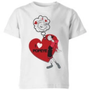 Image of Popeye I Love Popeye Kids T-Shirt - White - 3-4 Years