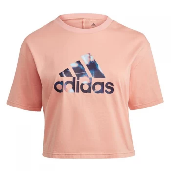 Image of adidas U4U Crop Logo T-Shirt (Plus Size) Womens - Ambient Blush