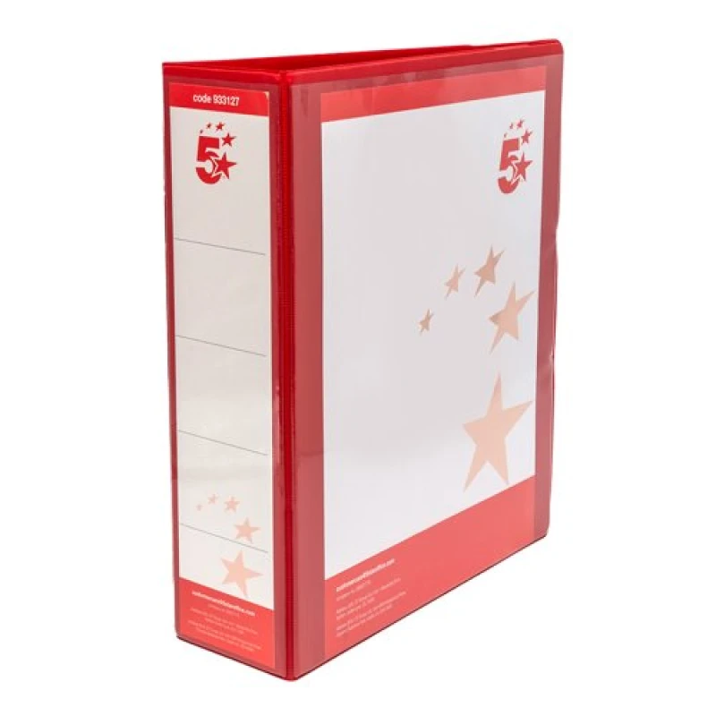 Image of 5 Star Office A4 65mm 4D Presentation Ring Binder Red (10 Pack) 933127