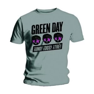 Image of Green Day - Three Heads Better Than One Unisex Medium T-Shirt - Grey