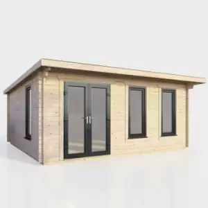 Image of Power 18' x 14' Pent Log Cabin - Left Hand Doors