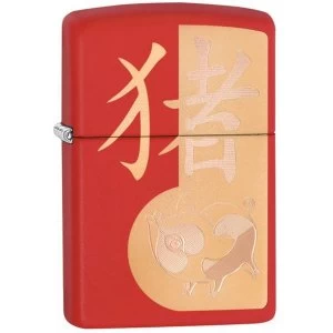 Image of Zippo Year of the Pig Red Matte Windproof Lighter