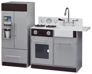 Image of Teamson Kids Modern Play Kitchen Espresso Grey.