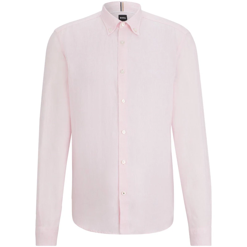 Image of Boss Mens Liam Long Sleeve Oxford Shirt Light/Pstl Pink male XL