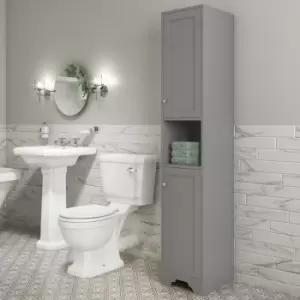 Image of Grey Freestanding Tall Bathroom Cabinet 350mm - Baxenden