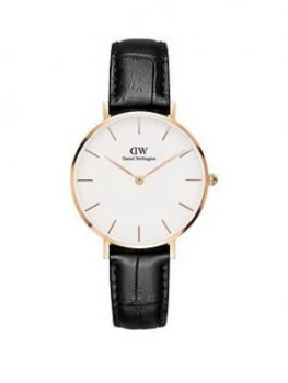 Image of Daniel Wellington Reading White And Rose Gold 32Mm Dial Black Leather Strap Watch