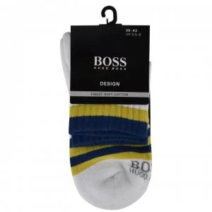 Image of Hugo Boss Ribbed Logo Socks White