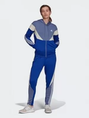 Image of adidas Sportswear Colorblock Tracksuit, Purple/Blue/White, Size S, Women