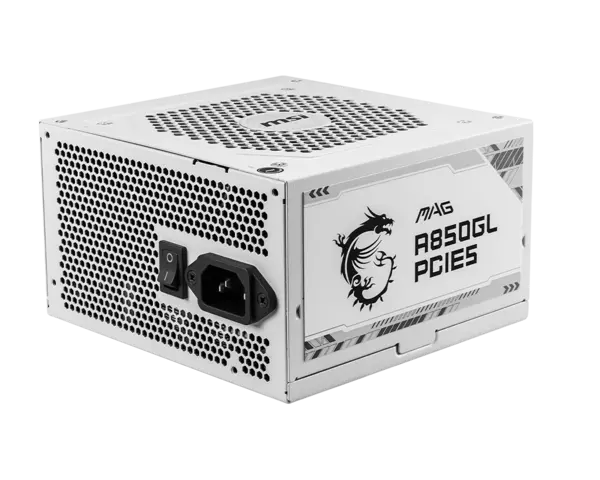 Image of MSI MAG A850GL PCIE5 850W 80 Plus Gold Rated ATX 3.0 Fully Modular Power Supply Unit - WHITE