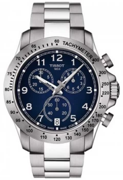 Image of Tissot Mens V8 Quartz Chronograph Blue Dial Stainless Steel Watch