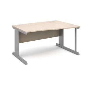 Image of Vivo Right Hand Wave Desk 1400mm - Silver Frame Maple Top