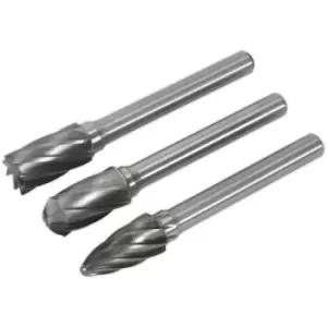 Image of SDBCK3 Tungsten Carbide Rotary Burr Set 3pc Ripper/Coarse - Sealey