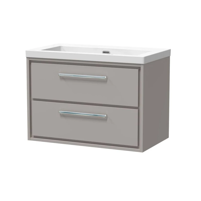 Image of Balterley Bathroom 2 Soft Close Drawer Wall Hung Fireclay Basin, Grey, 800mm in Grey Grey Unisex