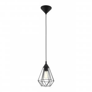 Image of EGLO ES/E27 Tarbes Black Pendant Light 60W - 94187