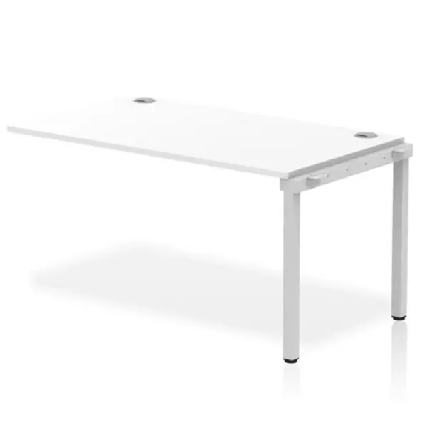 Image of Impulse Bench Impulse Bench Single Row Ext Kit 1400 Silver Frame Office Bench Desk White IMBSXT14WHTS