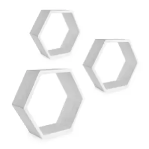 Image of Hexagon Floating Shelves - Set of 3 White M&amp;W