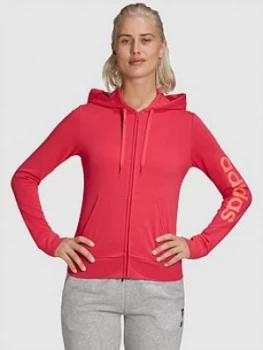 Image of Adidas Essentials Linear Full Zip Hoodie - Pink