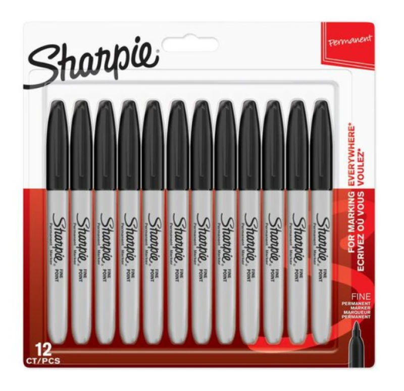 Image of Sharpie Permanent Marker Black Fine Blister 12