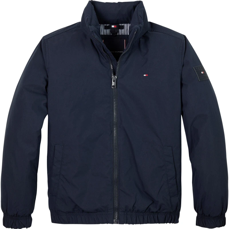 Image of Tommy Hilfiger Kids Logo Patch Long Sleeve Windbreaker Windbreakers 14Y Blue 60392918255