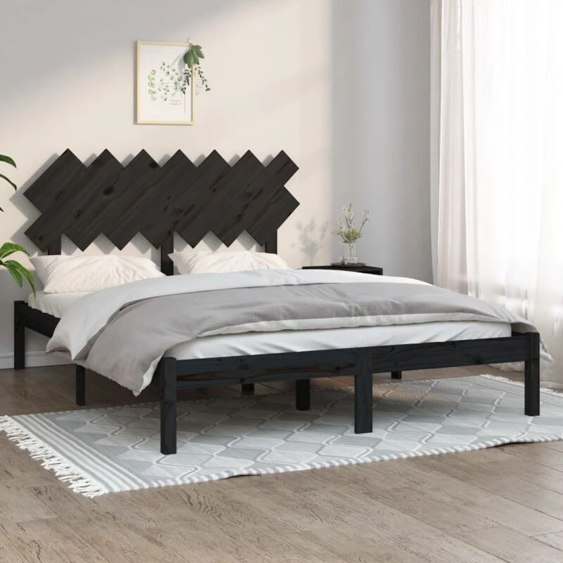Image of VIDAXL Bed Frame without Mattress Black 140x190cm Solid Wood Vidaxl 8720287036029