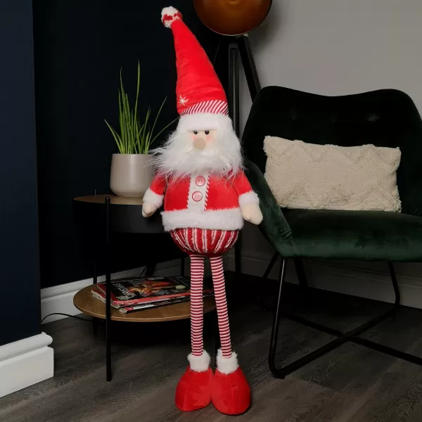 Image of 94cm Red and White Standing Santa with Telescopic Legs Christmas Decoration