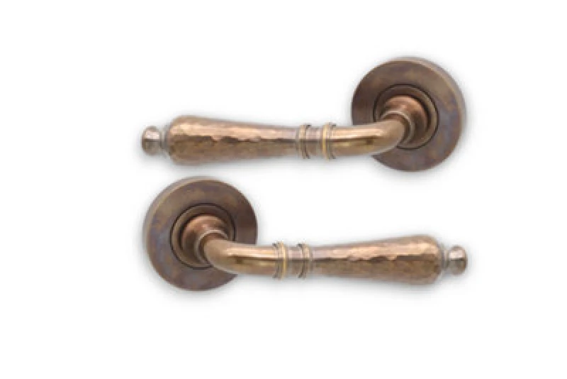 Image of Spira Brass Hammered Hazel Lever On Rose Antique