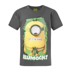 Image of Minions Official Childrens/Kids Blumock T-Shirt (12-13 Years) (Charcoal)