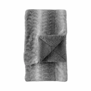 Image of Crossland Grove Stripe Faux Fur Throw Grey 1400x1800mm