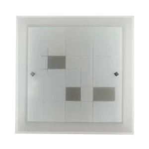 Image of Fan Europe MUSA 2 Light Patterned Glass Flush Ceiling Light White 30x30cm