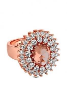 Image of Jon Richard Rose Gold Plated Pink Cubic Zirconia Cocktail Ring