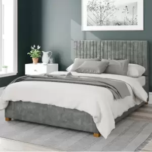 Image of Grant Distressed Velvet Ottoman Bed Platinum