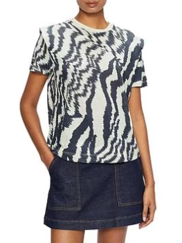 Image of Ted Baker Cactai Printed V Neck T-Shirt - Natural, Size 5=16, Women