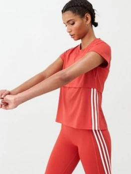 Image of Adidas 3S Cap Sleeve Tee - Red